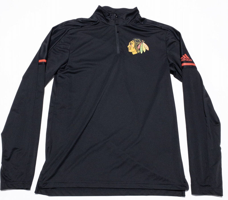 Chicago Blackhawks 1/4 Zip Men's Small Pullover Activewear Long Sleeve Black NHL