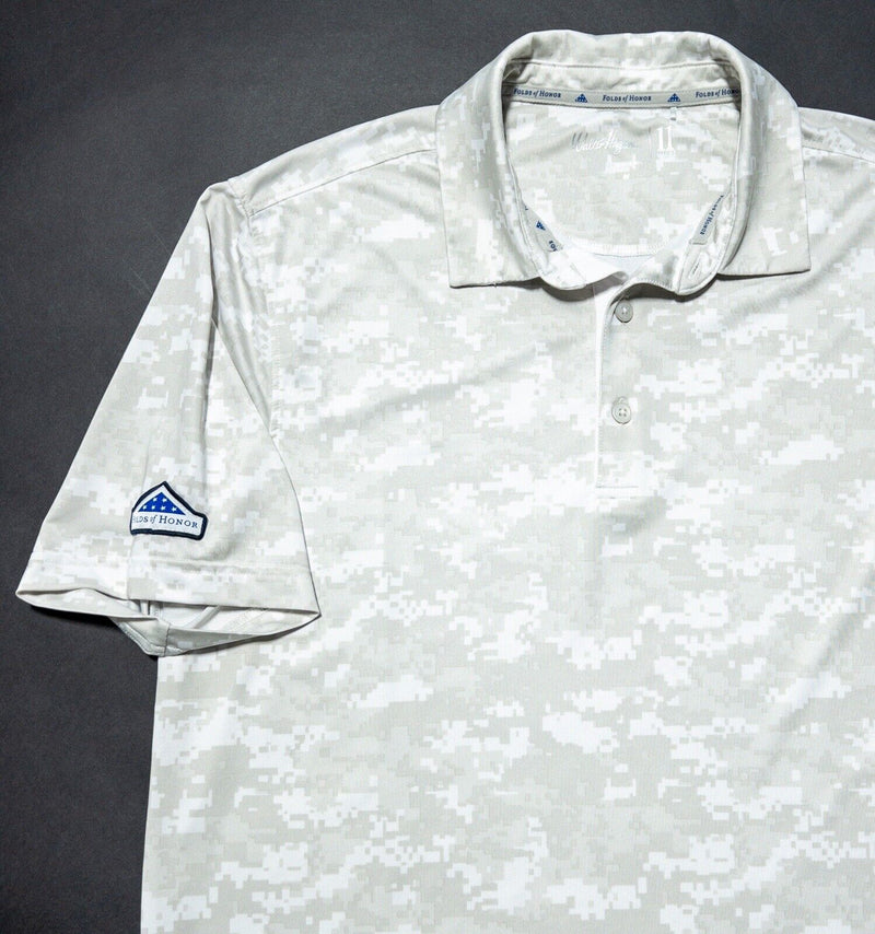 Walter Hagen Folds of Honor Golf Shirt Medium Mens Polo Gray Digital Camouflage