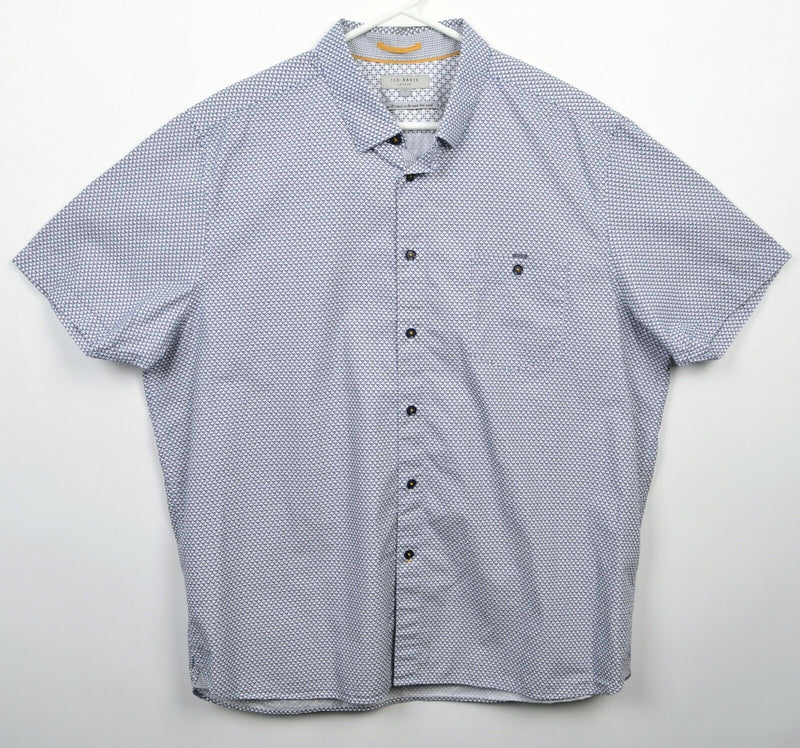 Ted Baker London Men's 7 (3XL) Navy Blue White Geometric Button-Down Shirt
