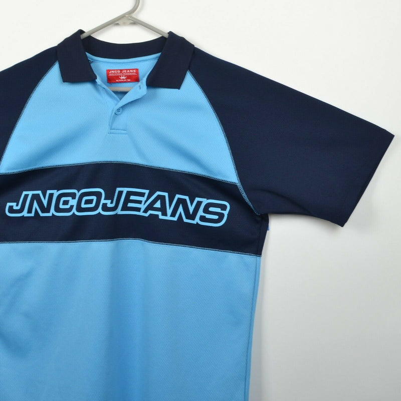 Vtg 90s JNCO Jeans Men's Sz Medium? Logo Spell Out Blue Jersey Polo Shirt