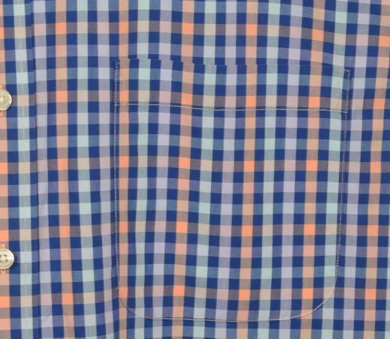 Brooks Brothers Men's 3XL Non-Iron Navy Orange Purple Check Button-Down Shirt