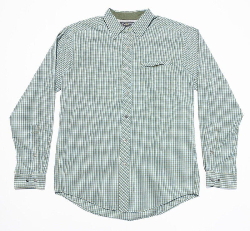 ExOfficio Men's Shirt Medium Vented Snap Trip'r Check LS Green Check Travel