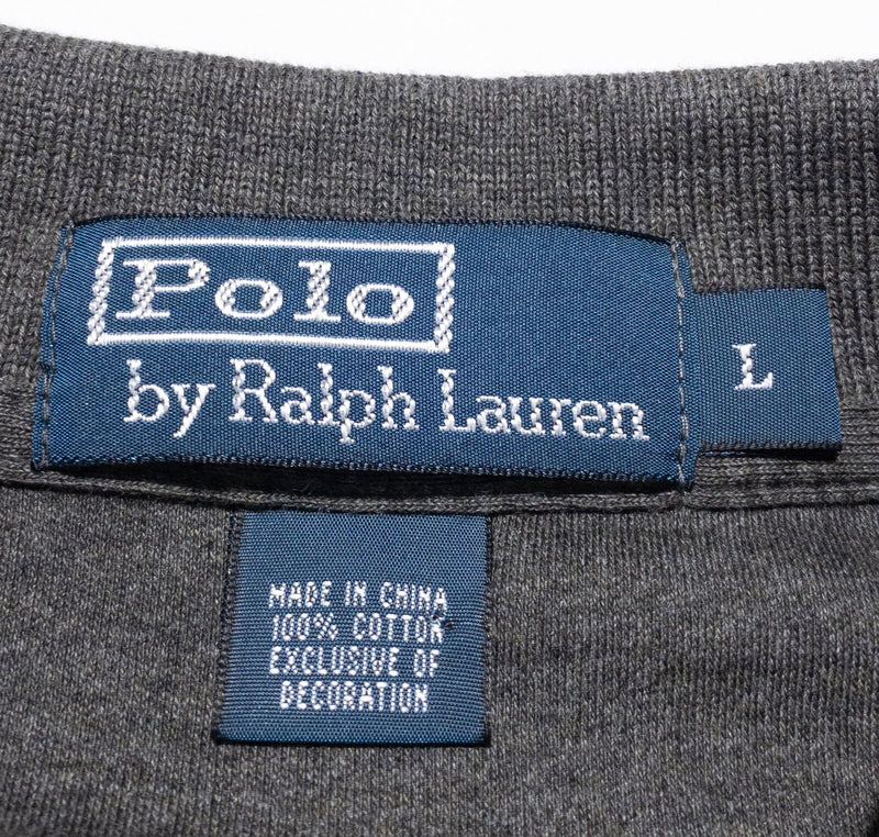 Polo Ralph Lauren Long Sleeve Polo Men's Large Solid Gray Interlock New