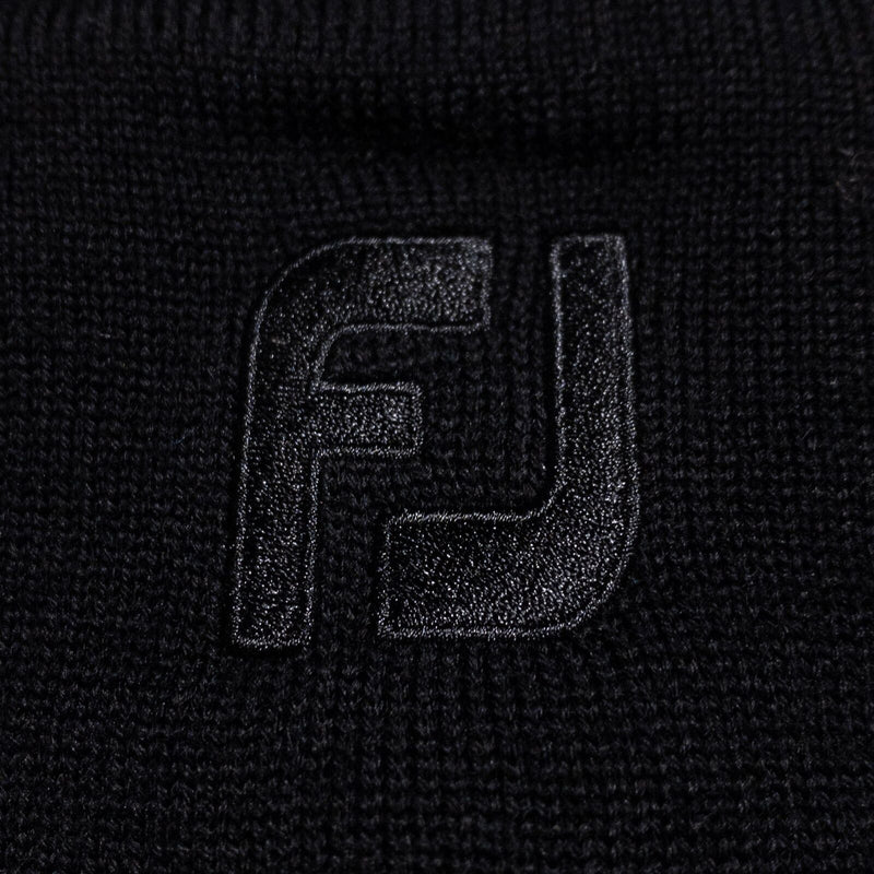 FootJoy Wool Lined Sweater Men's Large Pullover 1/4 Zip Solid Black Golf Knit