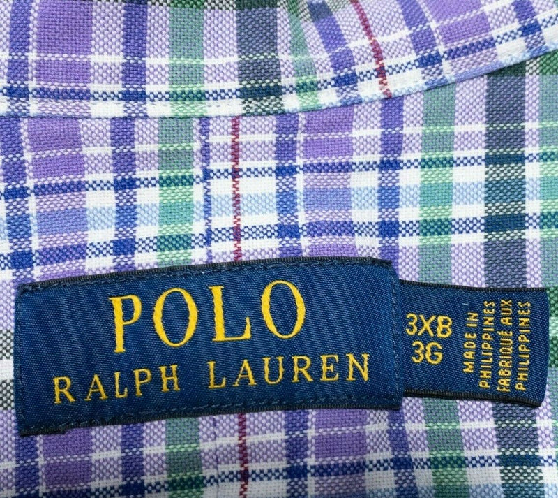 Polo Ralph Lauren Men's 3XB (3XL Big) Purple Plaid Button-Front Oxford Shirt