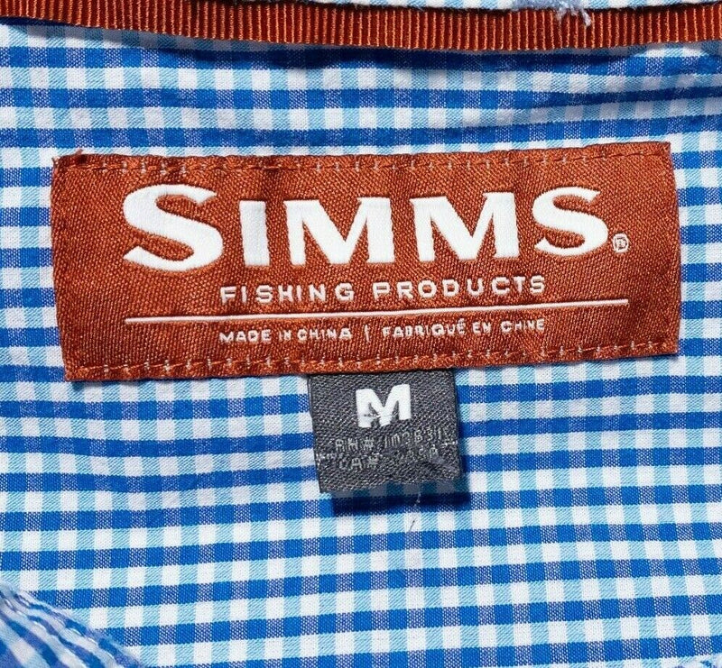 Simms Fishing Button-Down Shirt Blue Check Men's Medium