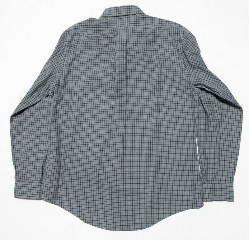 Brooks Brothers Regent Non-Iron Button-Down Shirt Gray Navy Check Men's Large