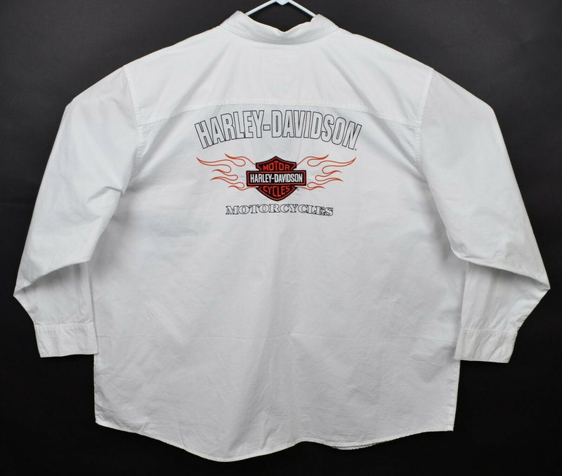 Harley-Davidson Men's Sz 5XL Flames White Mechanic Garage Shirt 99073-12VM