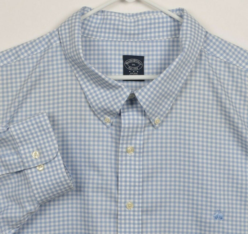 Brooks Brothers Men's 5XL Blue Shepherd Check Non-Iron Button-Down Dress Shirt