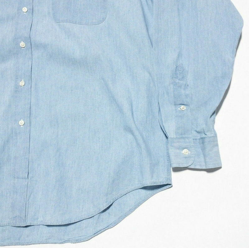 Polo Ralph Lauren Big Shirt Blue Chambray 90s Button-Down Shirt Men's Large