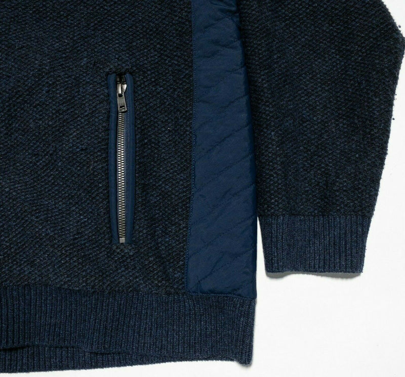 Tommy Bahama Men's Large Wool Cashmere Blend Navy Blue/Black Full Zip Sweater