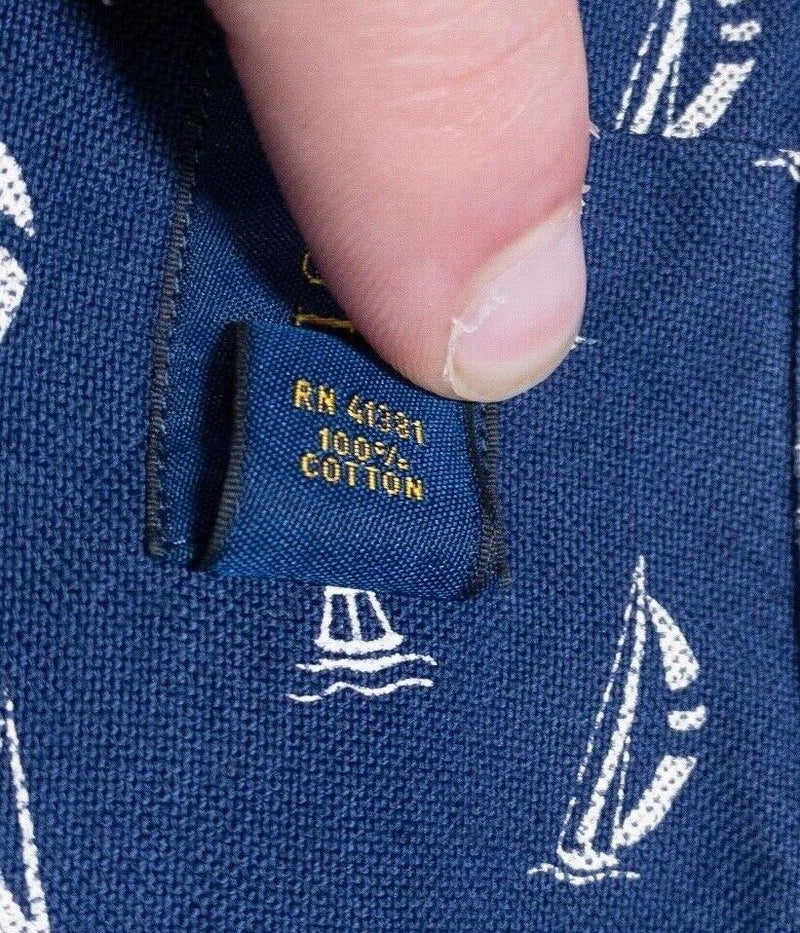 Polo Ralph Lauren 2XB Shirt Men's Sailboat Print Blue Big & Tall Button-Down