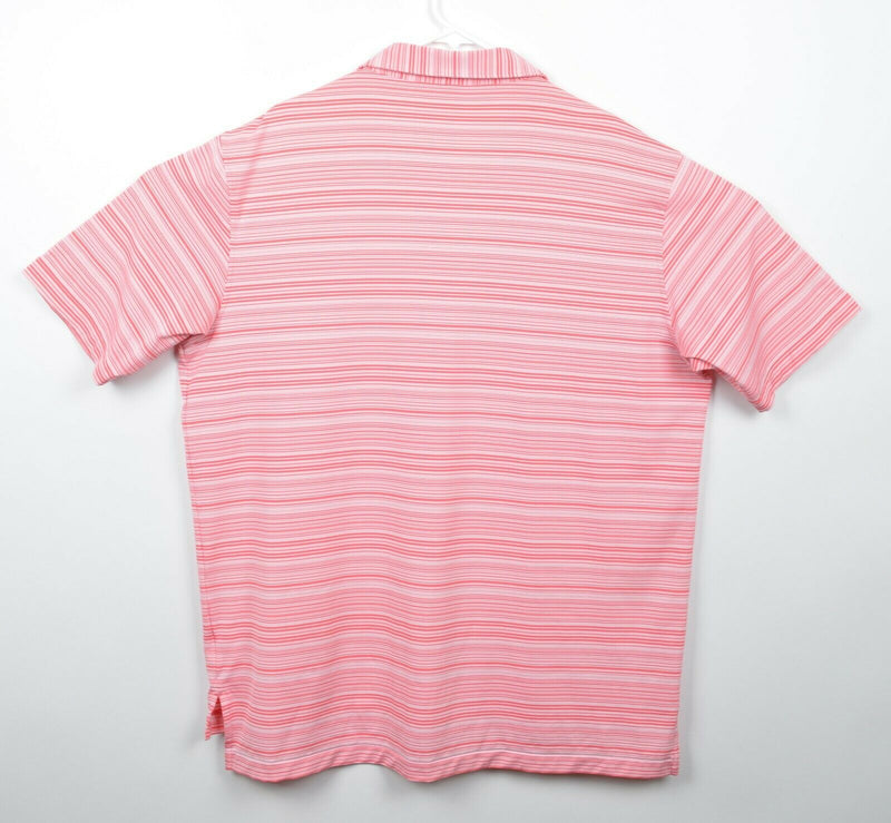 Peter Millar Men's XL Summer Comfort Pink/Red Stripe Performance Golf Polo Shirt