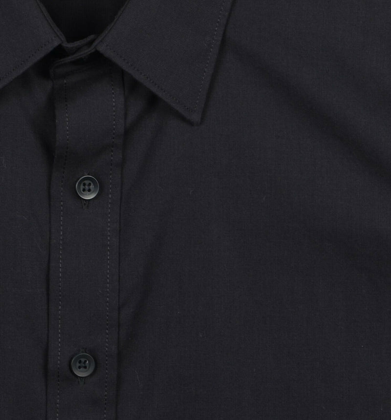 UNTUCKit Men’s Medium Slim Fit Solid Black Long Sleeve Button-Front Dress Shirt