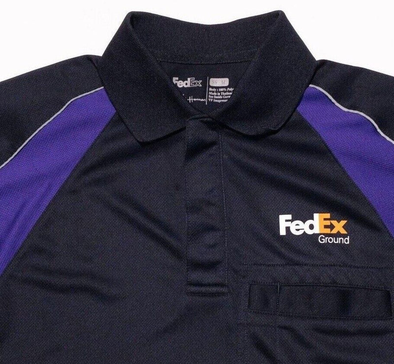 FedEx Ground Shirt Medium Men's Short Sleeve Stan Herman Black Purple Uniform