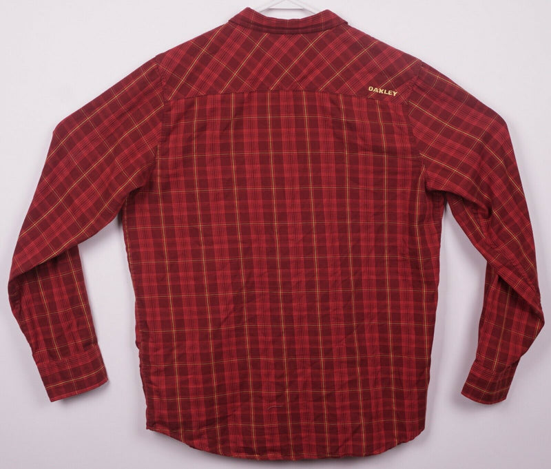 Oakley Men's Medium Red Plaid Cotton Poly Blend Long Sleeve Button-Front Shirt