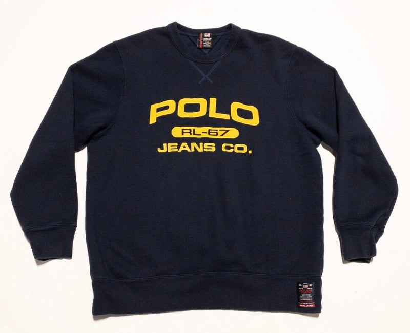 Ralph Lauren Polo Jeans Sweatshirt Men's Medium Vintage 90s Crew Neck Navy Blue