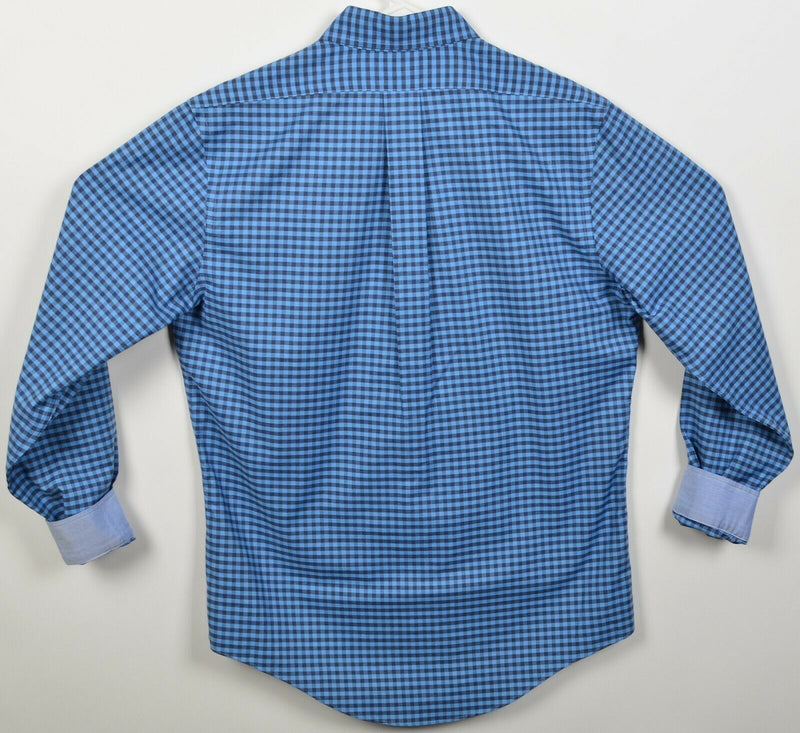 Brooks Brothers Men's Medium Flip Cuff Non-Iron Blue Check Button-Down Shirt