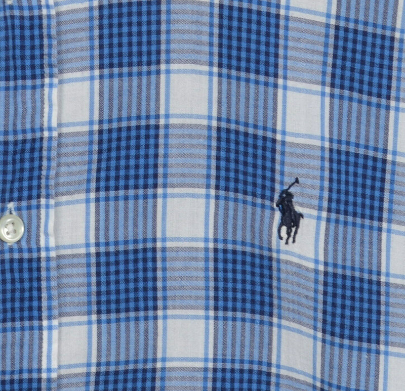 Polo Ralph Lauren Men's XL Blue Plaid Short Sleeve Button-Down "Blake" Shirt