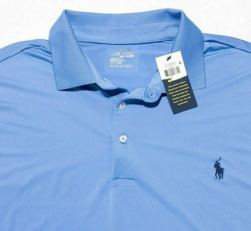 Polo Ralph Lauren Performance 2XLT Men's Golf Polo Wicking Solid Blue Pony Tall