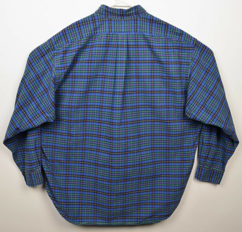 Polo Ralph Lauren Men's XL "Big Shirt" Blue Green Purple Plaid Button-Down Shirt