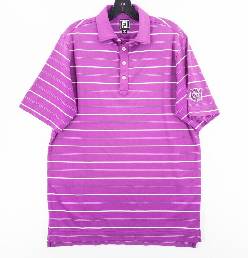 FootJoy Athletic Fit Medium Golf Shirt Mens Polo Purple Striped Wicking Biltmore