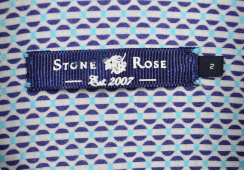 Stone Rose Men's 2 (Small) Purple Blue Polka Dot Geometric Button-Front Shirt