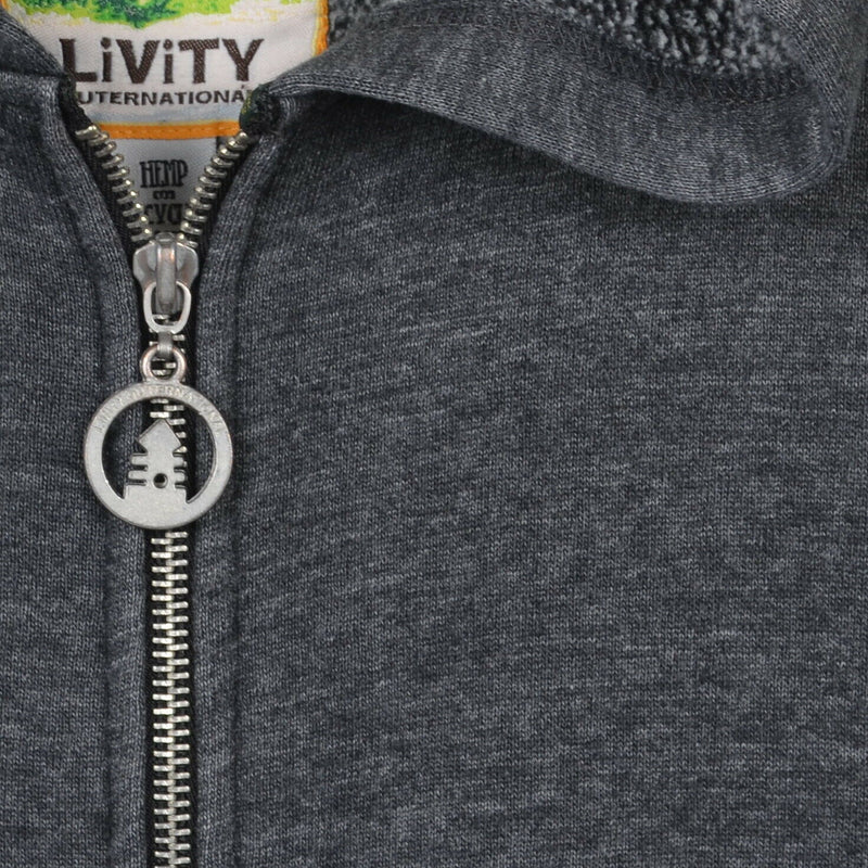 LiViTY Outernational Men's Large Hemp Recycled Gray Full Zip Hoodie Sweatshirt