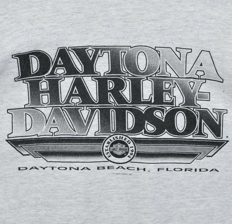 Vtg 1994 Daytona Bike Week Men's Large Harley-Davidson Chrome Biker Gray T-Shirt
