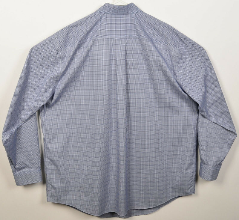 Brooks Brothers Men's 18-36/37 Blue Glen Check Cotton Spandex Blend Dress Shirt