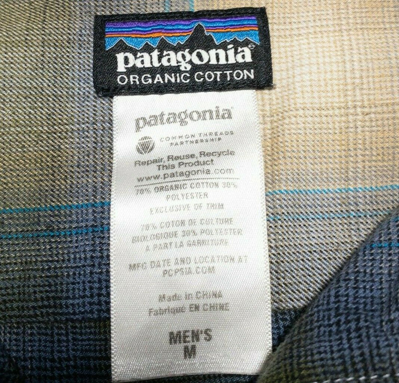 Patagonia Men's Long-Sleeved Buckshot Shirt Green Blue Plaid Men's Medium