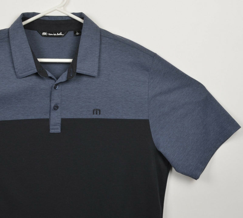 Travis Mathew Men's Large Blue Navy Two Tone Pima Cotton Poly Golf Polo Shirt