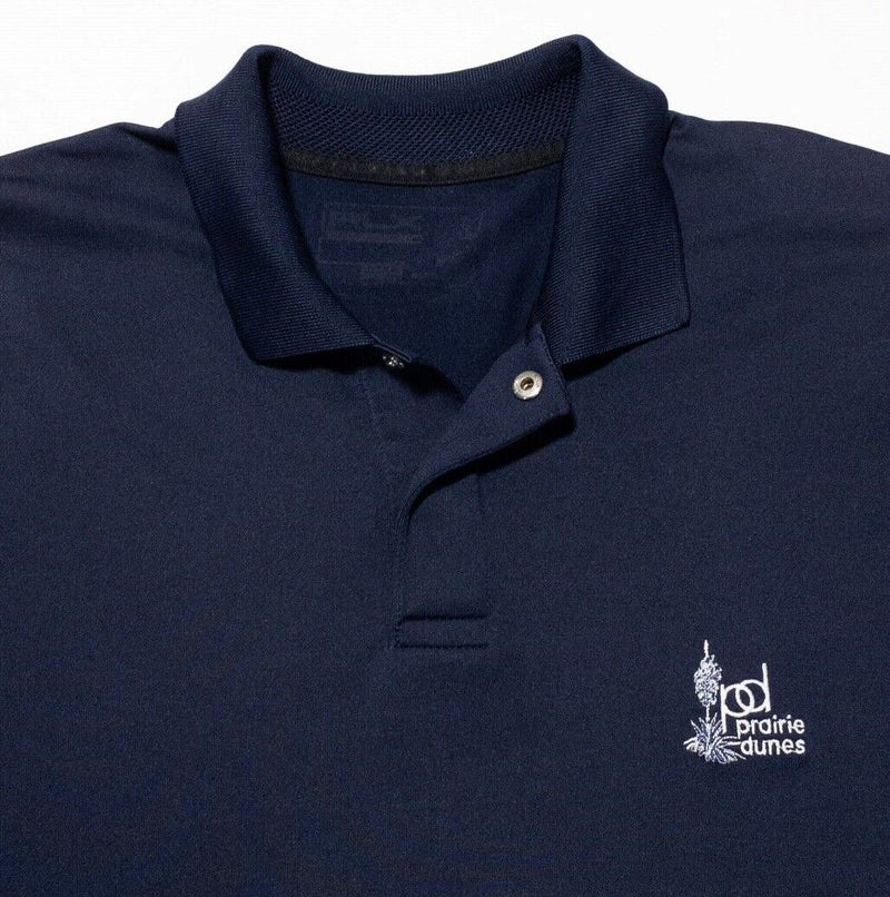 RLX Ralph Lauren Golf Polo Men's Large Navy Blue Snap Collar Wicking Stretch