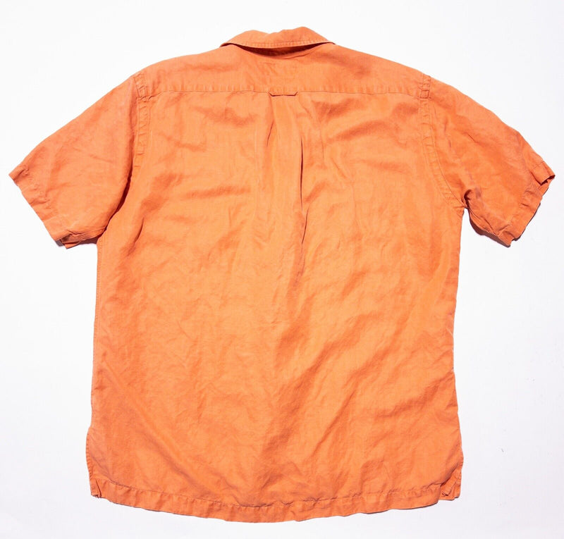 Polo Ralph Lauren Silk Linen Shirt Medium Men's Orange Caldwell Loop Collar Camp