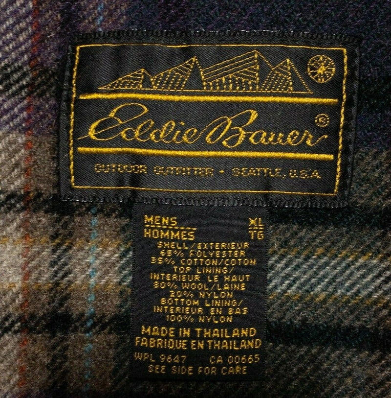 Eddie Bauer Jacket Men's XL Wool Blanket Lined Mountain Parka 90s Navy Blue