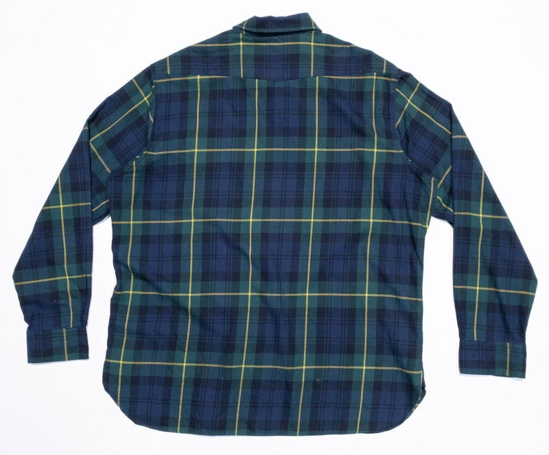 Polo Ralph Lauren Shirt XL Men's Green Tartan Plaid Safari Epaulets Long Sleeve