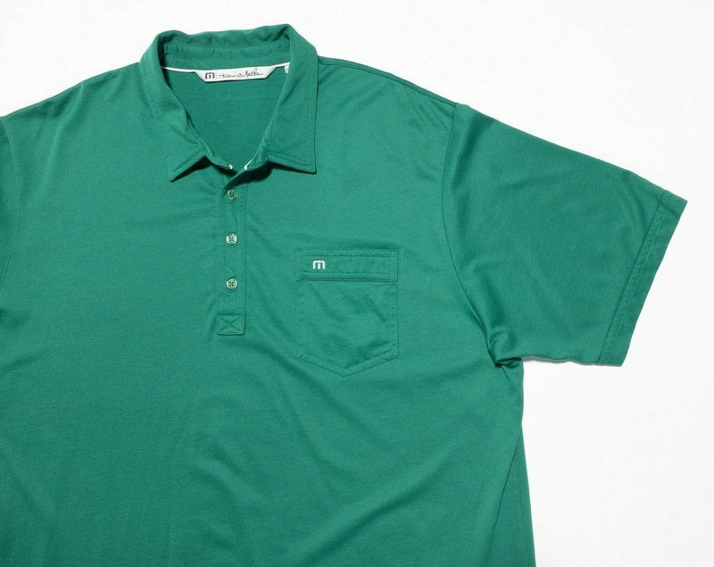 Travis Mathew Polo XXL Men's Golf Shirt Solid Green Pocket Pima Cotton Blend