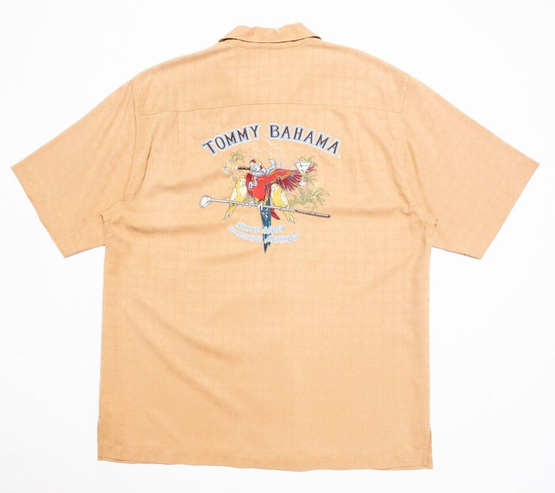 Tommy Bahama Embroidered Silk Shirt Medium Men's World's Most Interesting Parrot