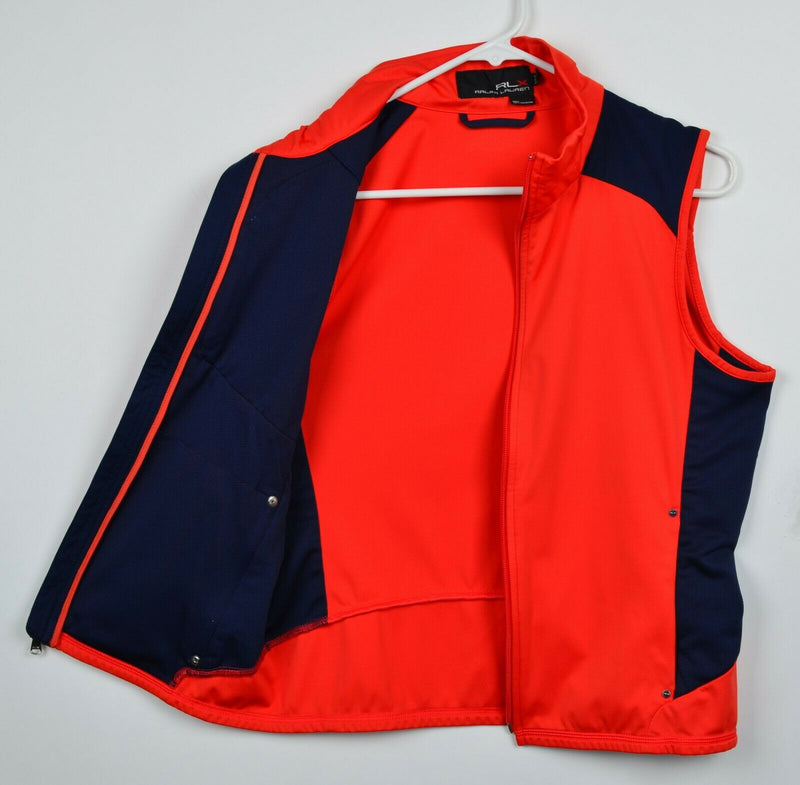 RLX Ralph Lauren Women's Medium Orange Navy Wicking Full Zip Golf Vest