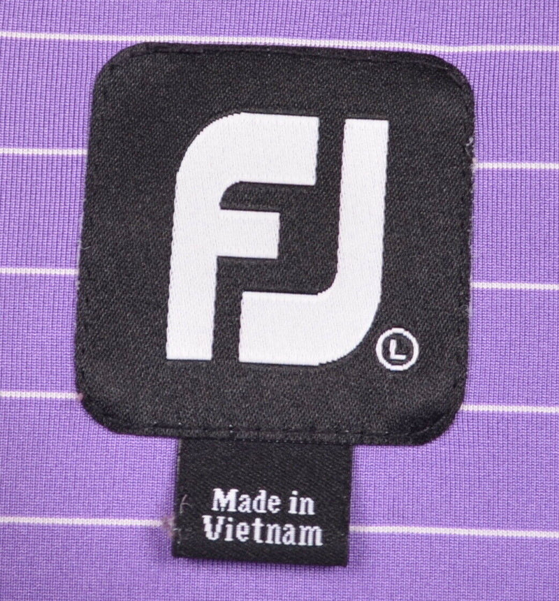 FootJoy Men's Sz Large Purple Striped FJ Performance Golf Polo Shirt