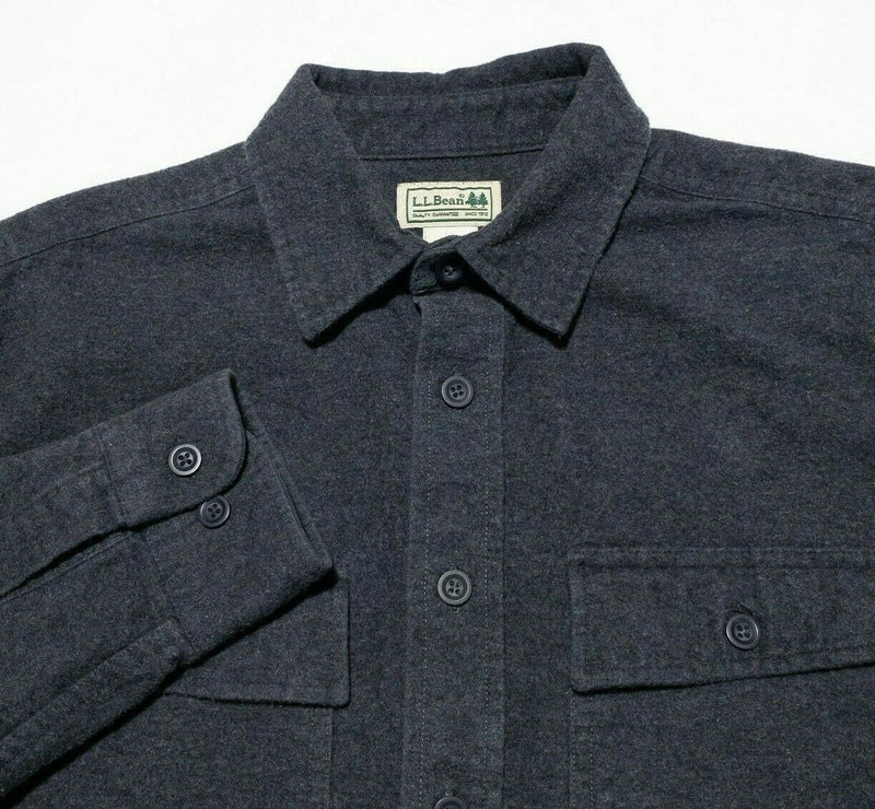 L.L. Bean Men's Chamois Shirt Flannel Charcoal Gray Button-Front Men's Medium