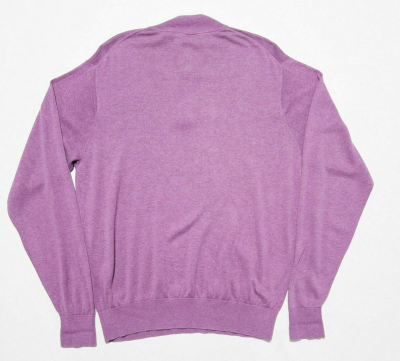 Peter Millar Men's XL Silk Cashmere Blend 1/4 Zip Purple Pullover Sweater