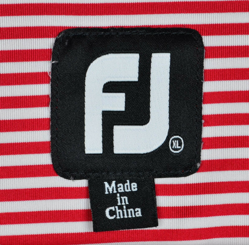 FootJoy Men's Sz XL Red White Striped Golf Polo Shirt