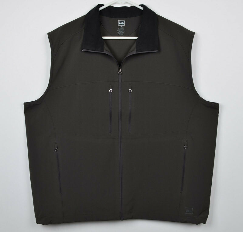 REI Men's Sz 2XL Full Zip Solid Gray Polyester Nylon Pockets Hiking Vest