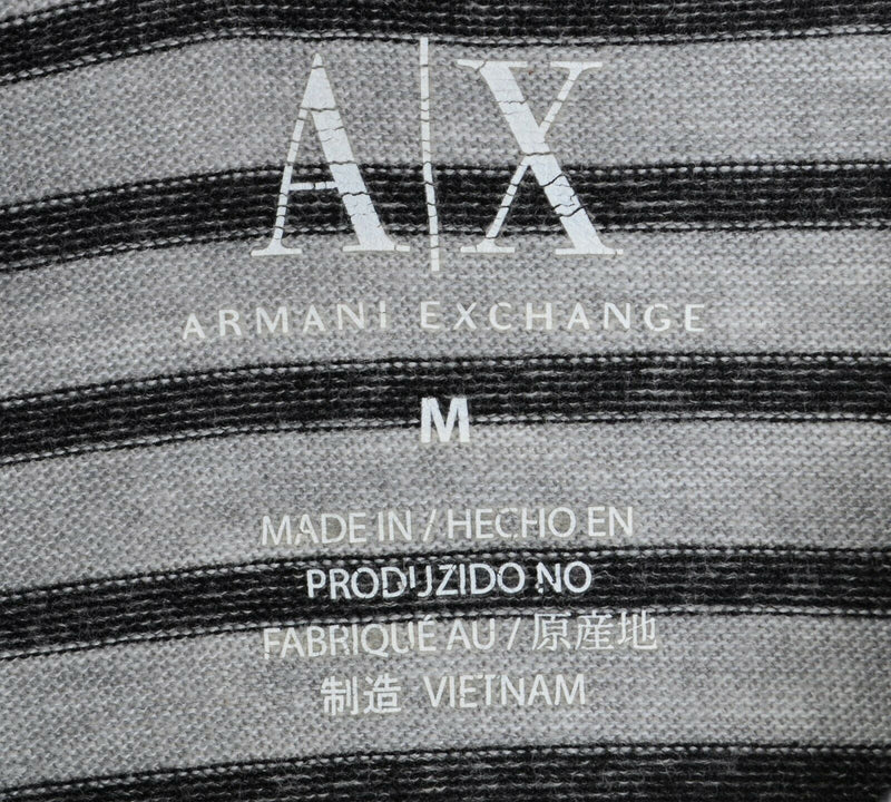 Armani Exchange Men's Sz Medium Gray Striped Cotton Polyester Blend Polo Shirt