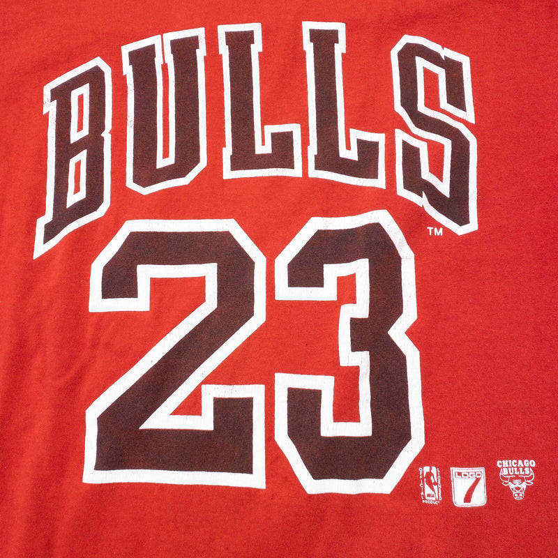 Vintage Chicago Bulls T-Shirt Men's Large Michael Jordan 23 Logo 7 Red 90s NBA