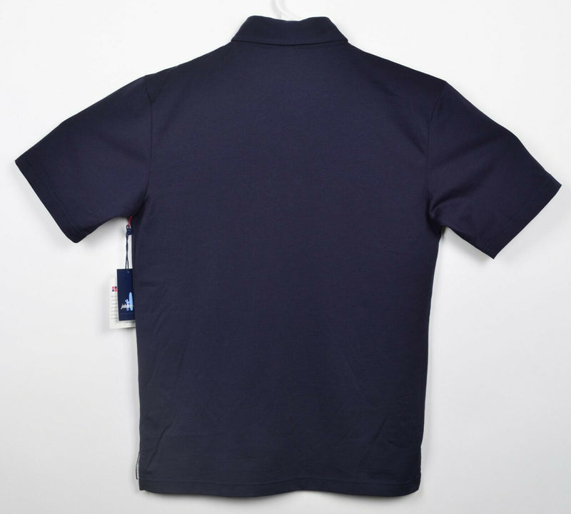 Johnnie-O Men's Small Solid Navy Blue Cotton Poly Blend Logo Bond Polo Shirt