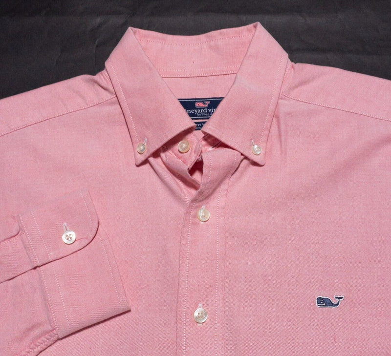 Vineyard Vines Whale Shirt Mens Medium Classic Fit Oxford Solid Pink Button-Down