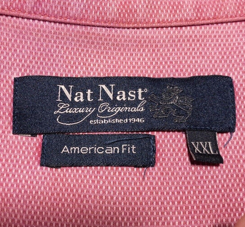 Nat Nast Silk Shirt 2XL American Fit Men's Red/Pink Faded Hawaiian Luxury