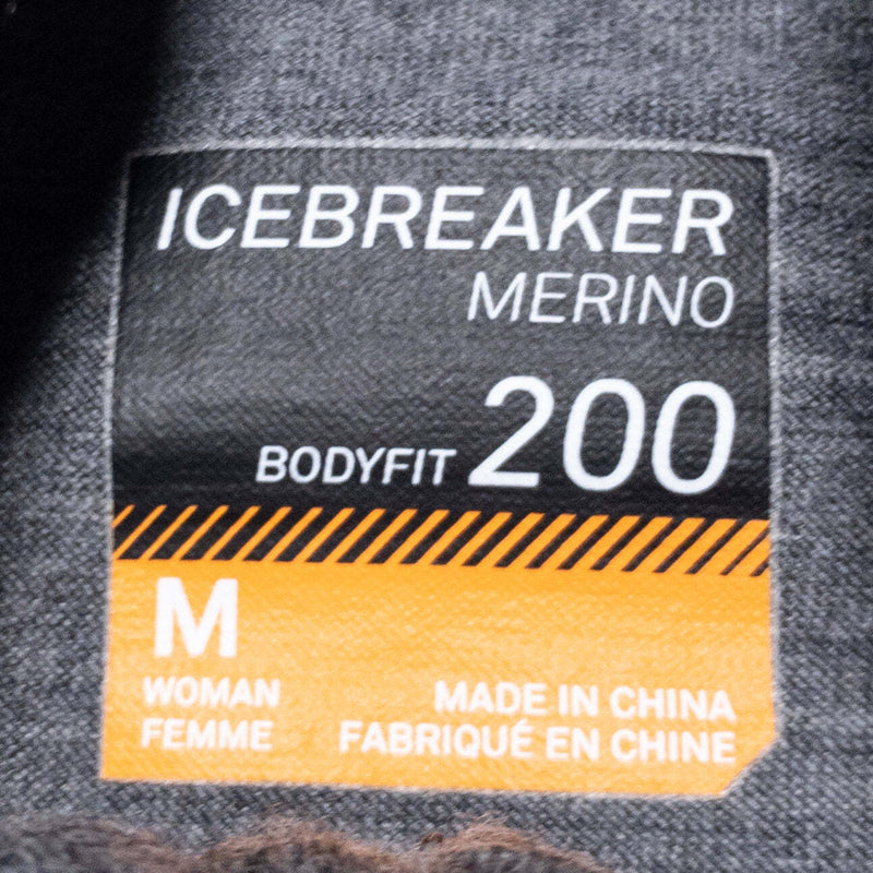 Icebreaker Merino Base Layer Women's Medium Bodyfit 200 Gray Pullover 1/4 Zip